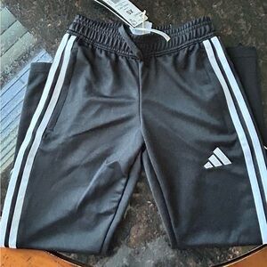 Adidas Black and White Sweatpants with Signature Stripes